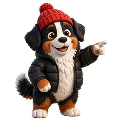Cartoon of Bernie the Bernese mountain dog pointing